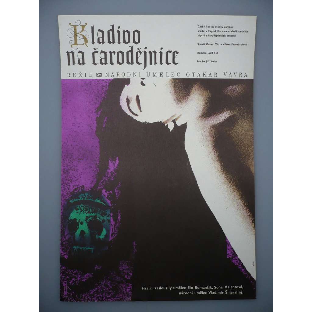 Kladivo na čarodějnice (filmový plakát, film ČSSR 1969, režie Otakar Vávra, Hrají: Elo Romančík, Vladimír Šmeral, Soňa Valentová, Josef Kemr)