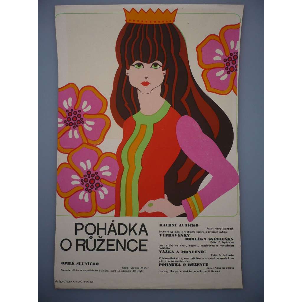 Pohádka o Růžence (filmový plakát, film SSSR, režie Katja Georgiová; další: Opilé sluníčko, Kachní autíčko, Vážka a mravenec)