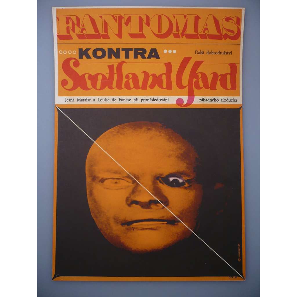 Fantomas kontra Scotland Yard (filmový plakát, film Francie, režie André Hunebelle, rají: Jean Marais, Louis de Funès, Mylène Demongeot)