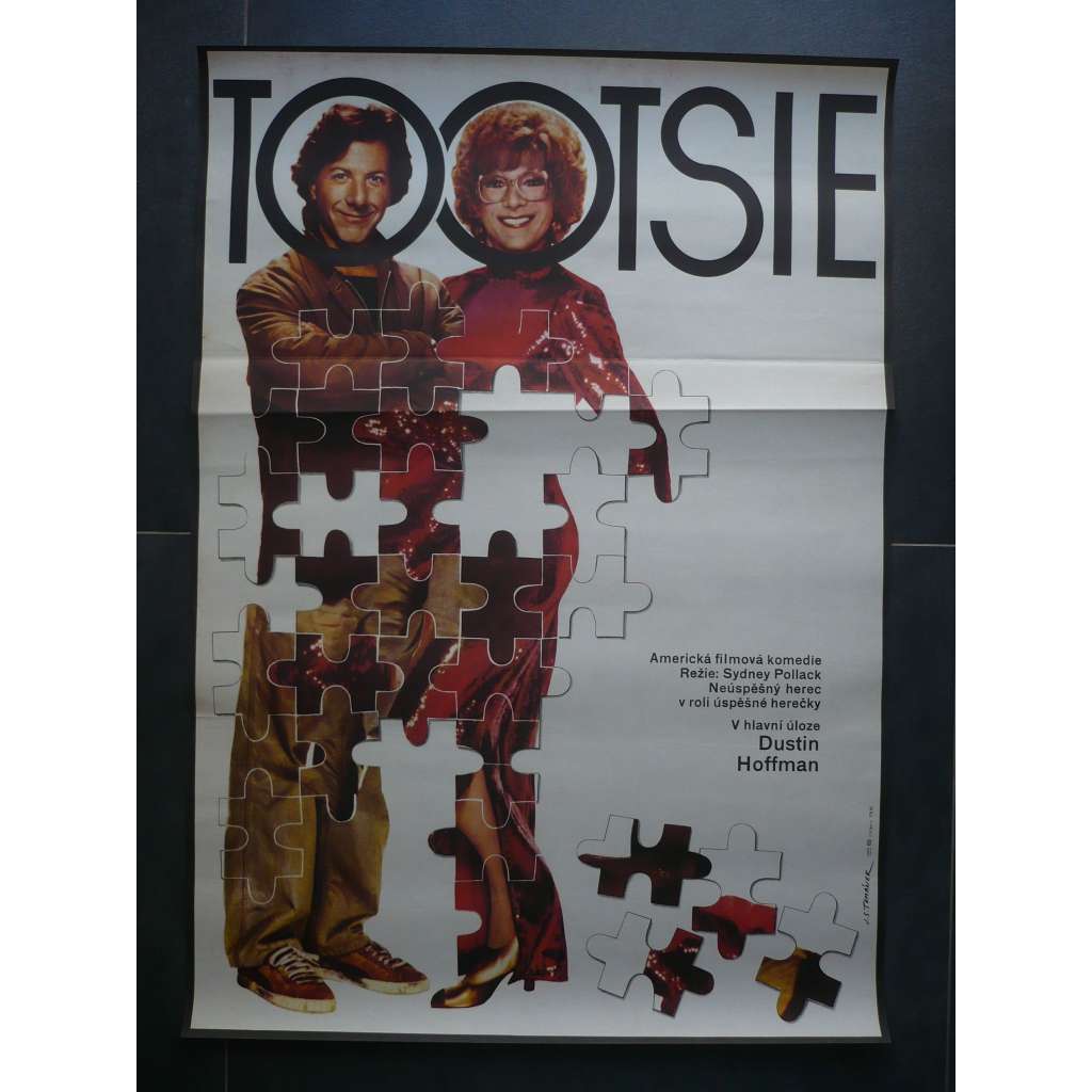 Tootsie (filmový plakát, film USA 1982, režie Sydney Pollack, Hrají: Dustin Hoffman, Jessica Lange, Teri Garr)