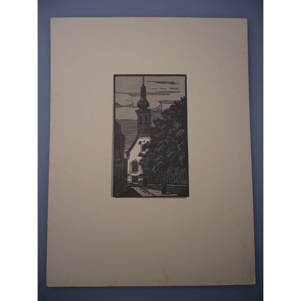 Jaroslav Dobrovolský (1895 - 1942) - Kostel Uršulinek, Z cyklu Bratislava - Dřevoryt, grafika, nesignováno