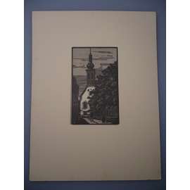 Jaroslav Dobrovolský (1895 - 1942) - Kostel Uršulinek, Z cyklu Bratislava - Dřevoryt, grafika, nesignováno
