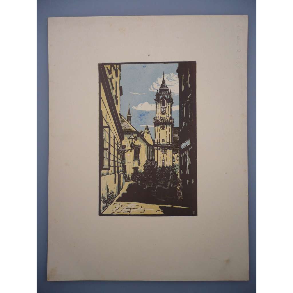Jaroslav Dobrovolský (1895 - 1942) - Blumentálsky kostel, Z cyklu Bratislava - Dřevoryt, grafika, nesignováno