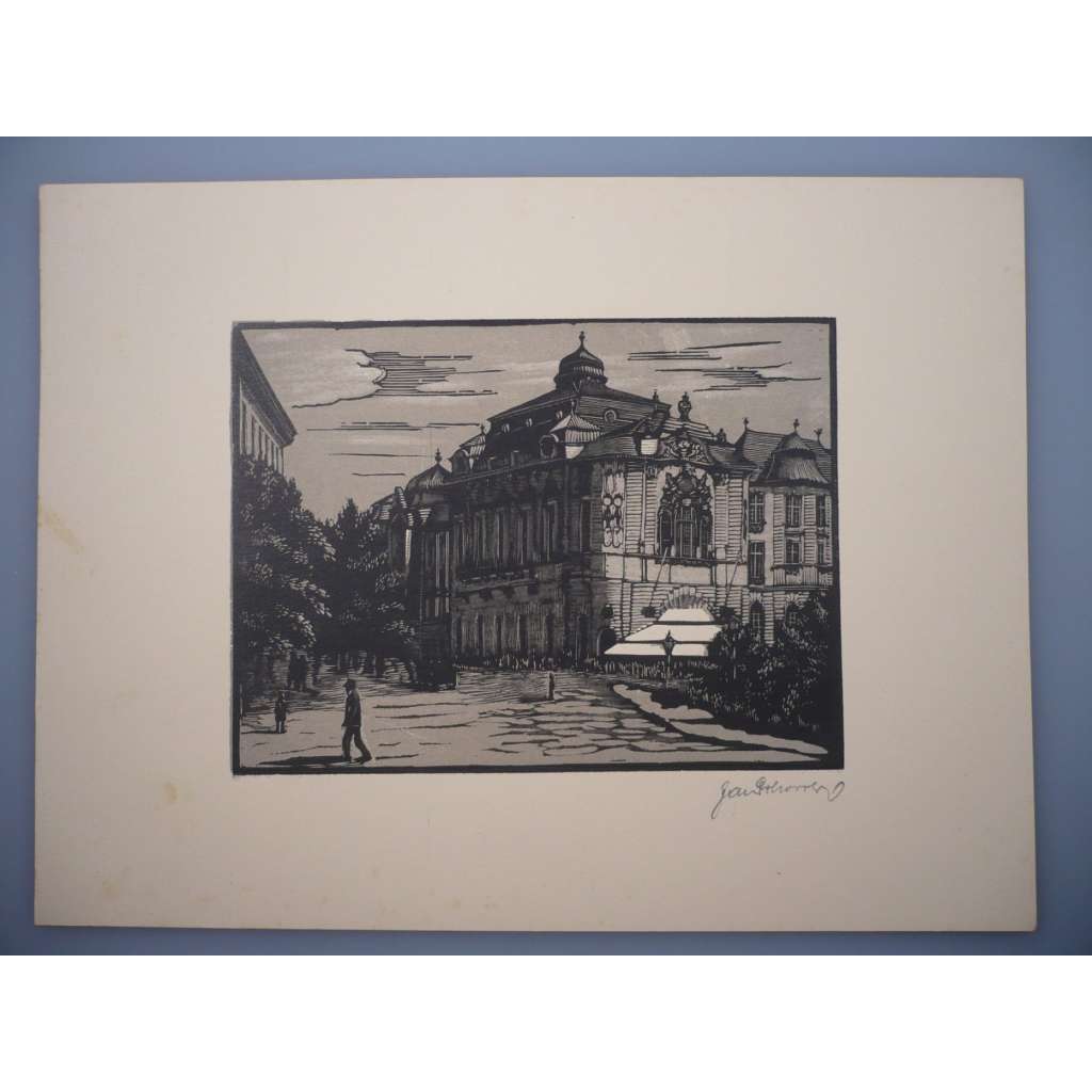 Jaroslav Dobrovolský (1895 - 1942) - Z cyklu Bratislava - Dřevoryt, signovaná grafika