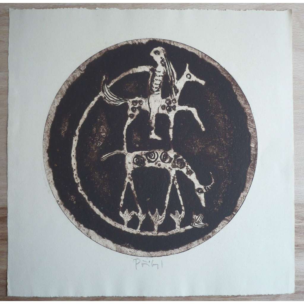 Lubomír Přibyl (1937) - Materiálový tisk, signovaná grafika 60. léta