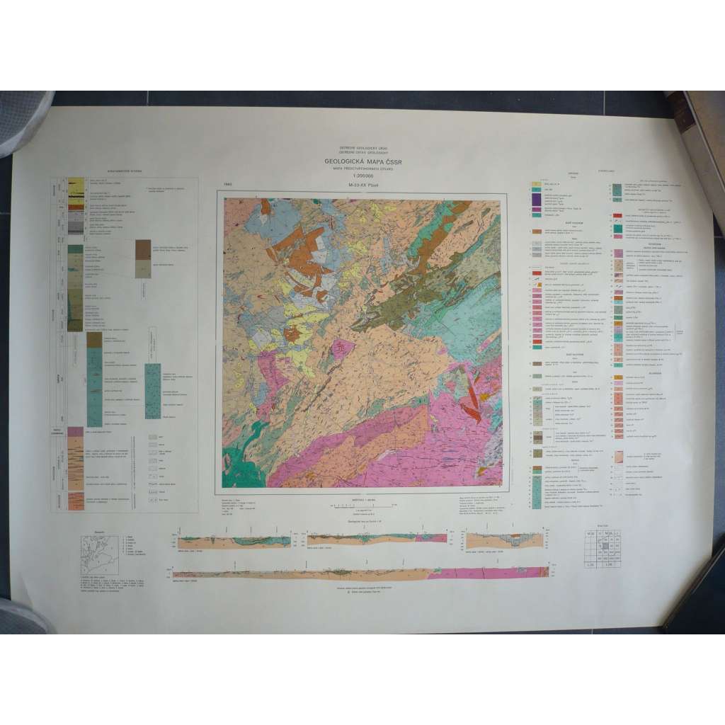 Geologická mapa ČSSR - Plzeň - zeměpis - školní plakát, výukový obraz