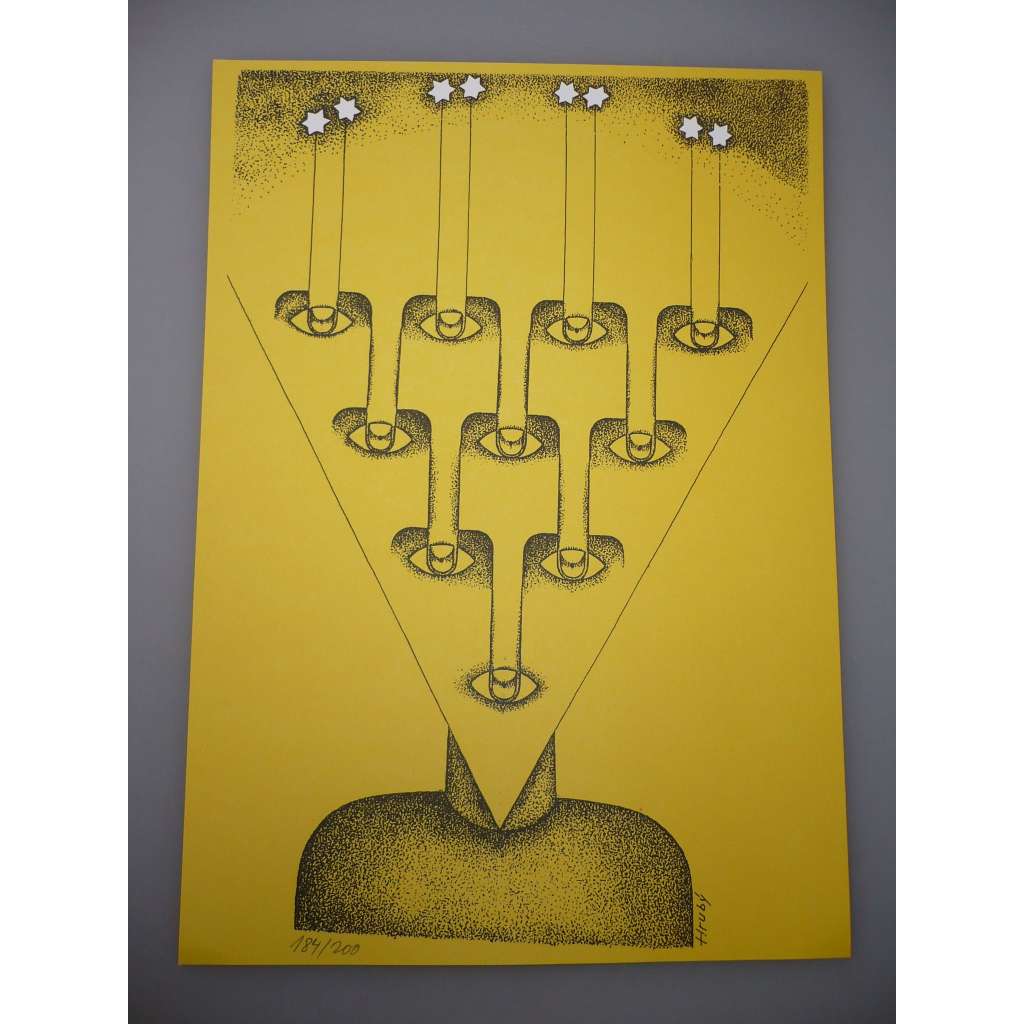 Jan Hrubý (1945) - Zmatek v hlavě - serigrafie, grafika, nesignováno