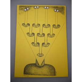 Jan Hrubý (1945) - Zmatek v hlavě - serigrafie, grafika, nesignováno