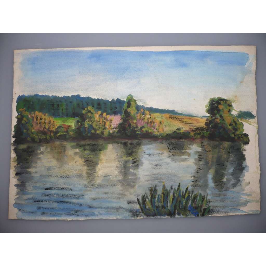 Libuše Stroumanová - Jihočeský rybník - akvarel, grafika, nesignováno