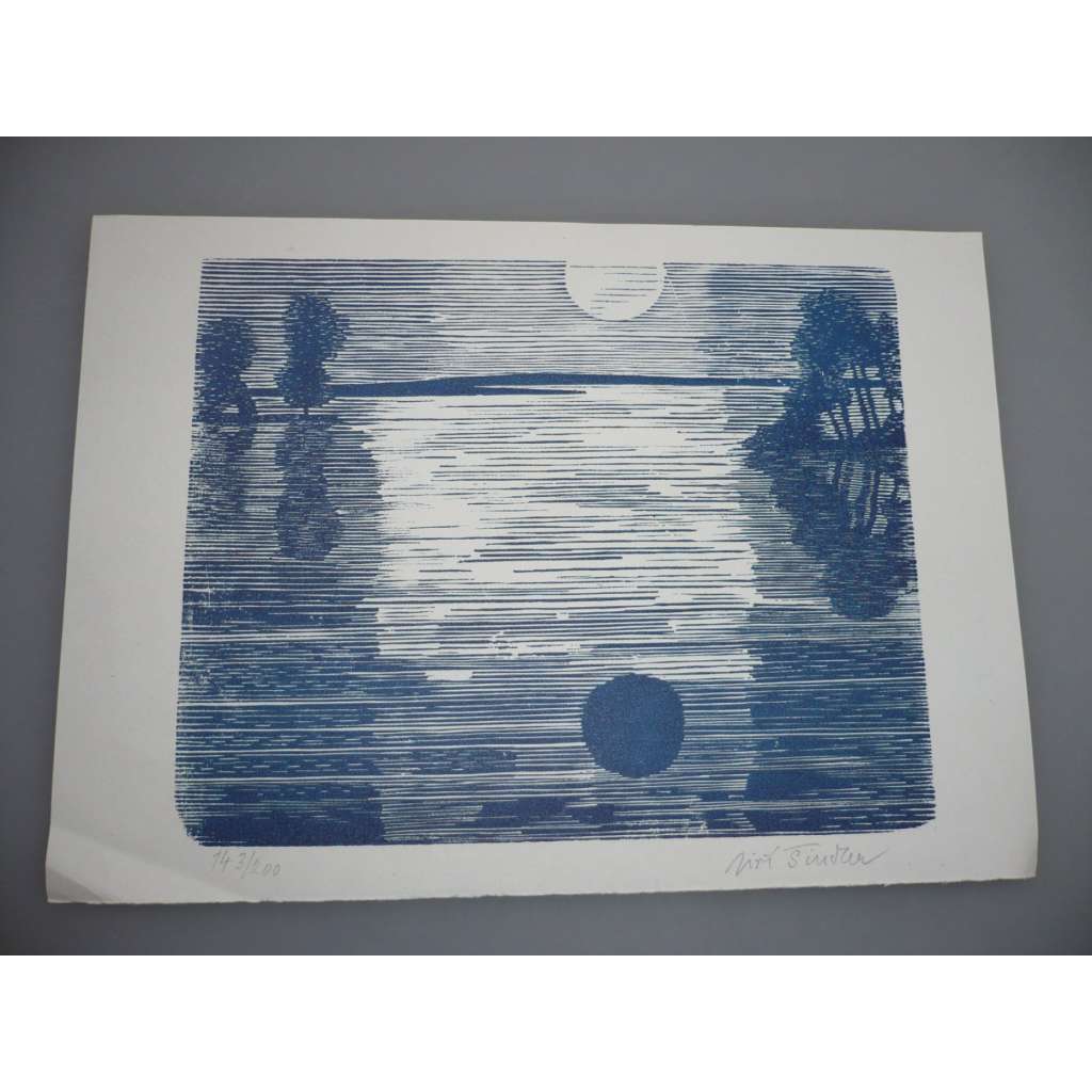 Jiří Šindler (1922 - 2015) - Zrcadlení - dřevořez, grafika, signováno