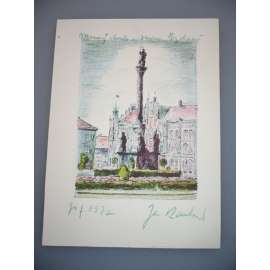 Jan Rambousek (1895 - 1976) - Morový sloup - PF 1972 - litografie, grafika, signováno