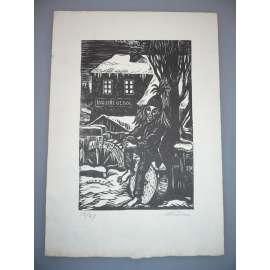Michael Florián (1911 - 1984) - Vodník - dřevoryt, grafika, signováno
