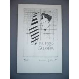 Jiří Mika (1946 - 2012) - Novoročenka PF 1990 - lept, grafika, signováno