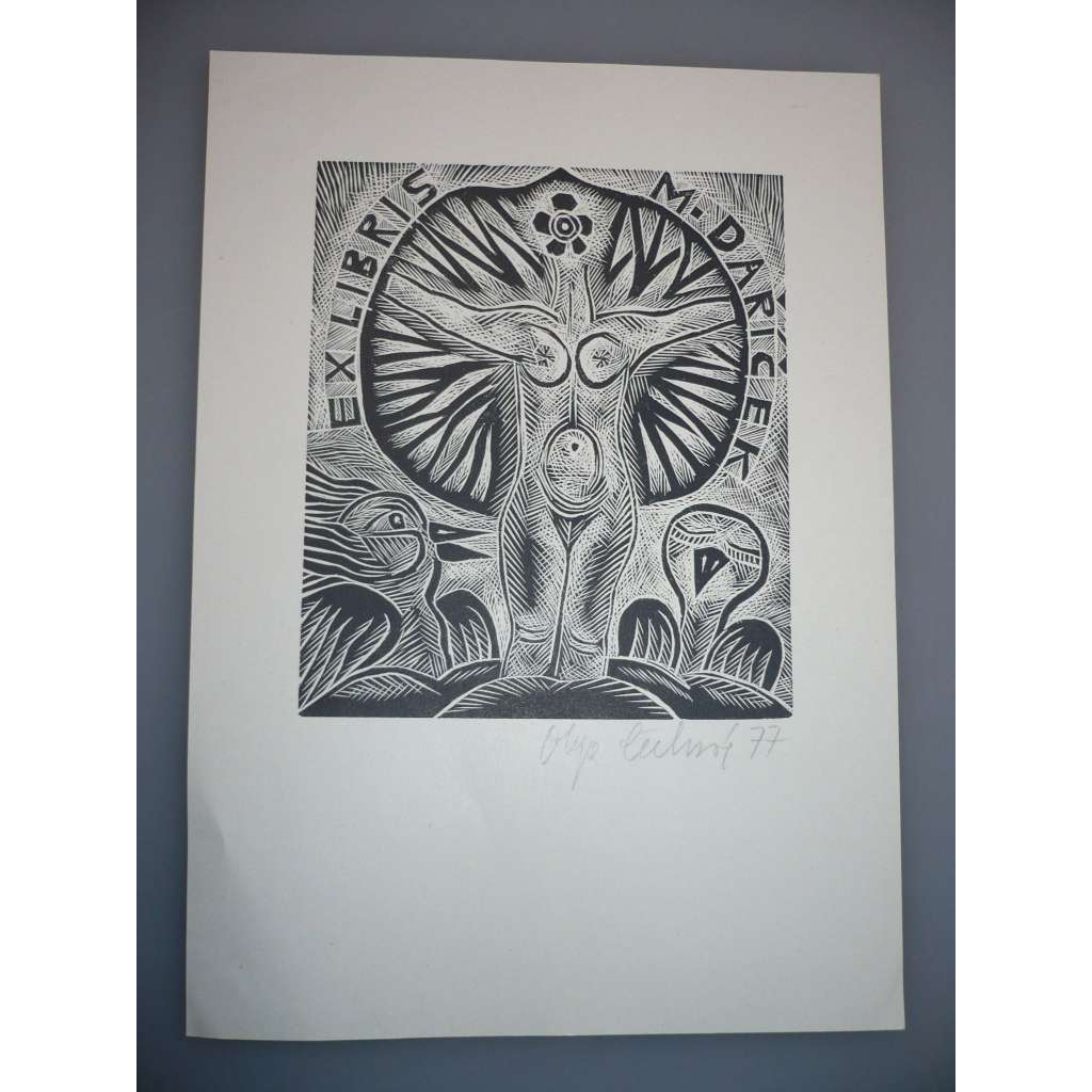 Olga Čechová (1925 - 2010) - EX LIBRIS - dřevoryt 1977, grafika, signováno