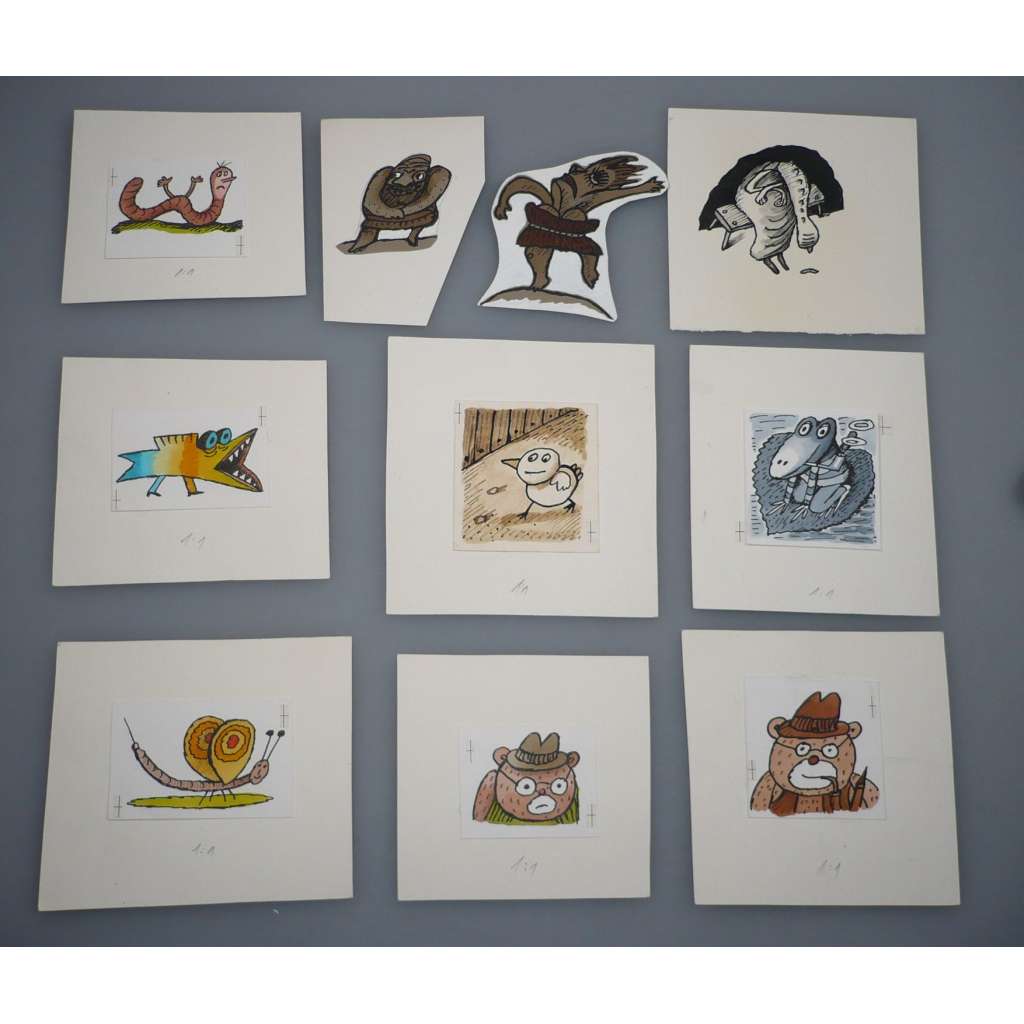 Petr Poš (1944 - 2015) - 10 drobných kreseb - kresba, grafika, nesignováno