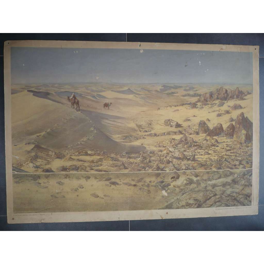 Krajina a půdní typ - půda pouštní - přírodopis, zeměpis - Zdeněk Burian - školní plakát, výukový obraz