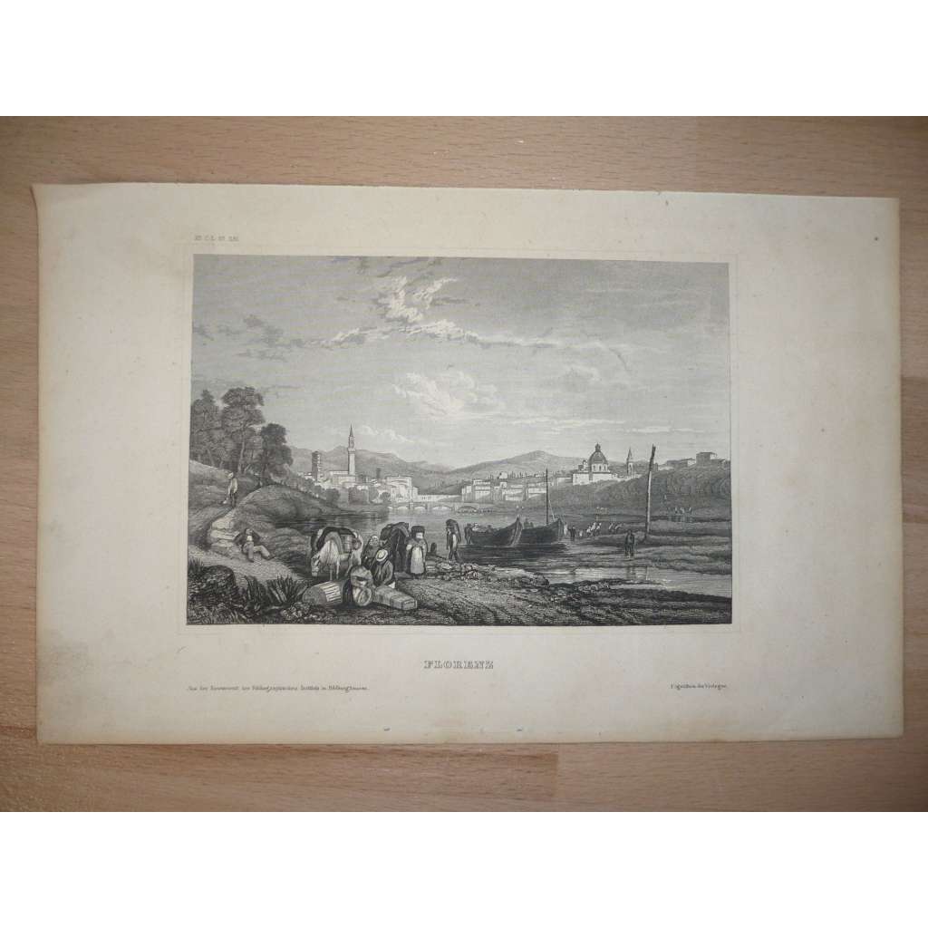 Florencie, Itálie  - ocelorytina cca 1850, grafika, nesignováno
