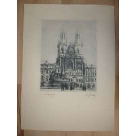 Josef Vaic (1884 - 1962) - Týnský Chrám - měkký kryt 1919, grafika, signováno