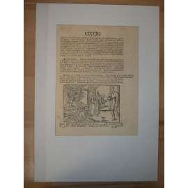 Václav Hájek z Libočan -Kronika česká, faksimile z r. 1819, list č. 412 [dřevořez, jeden list, stará grafika]