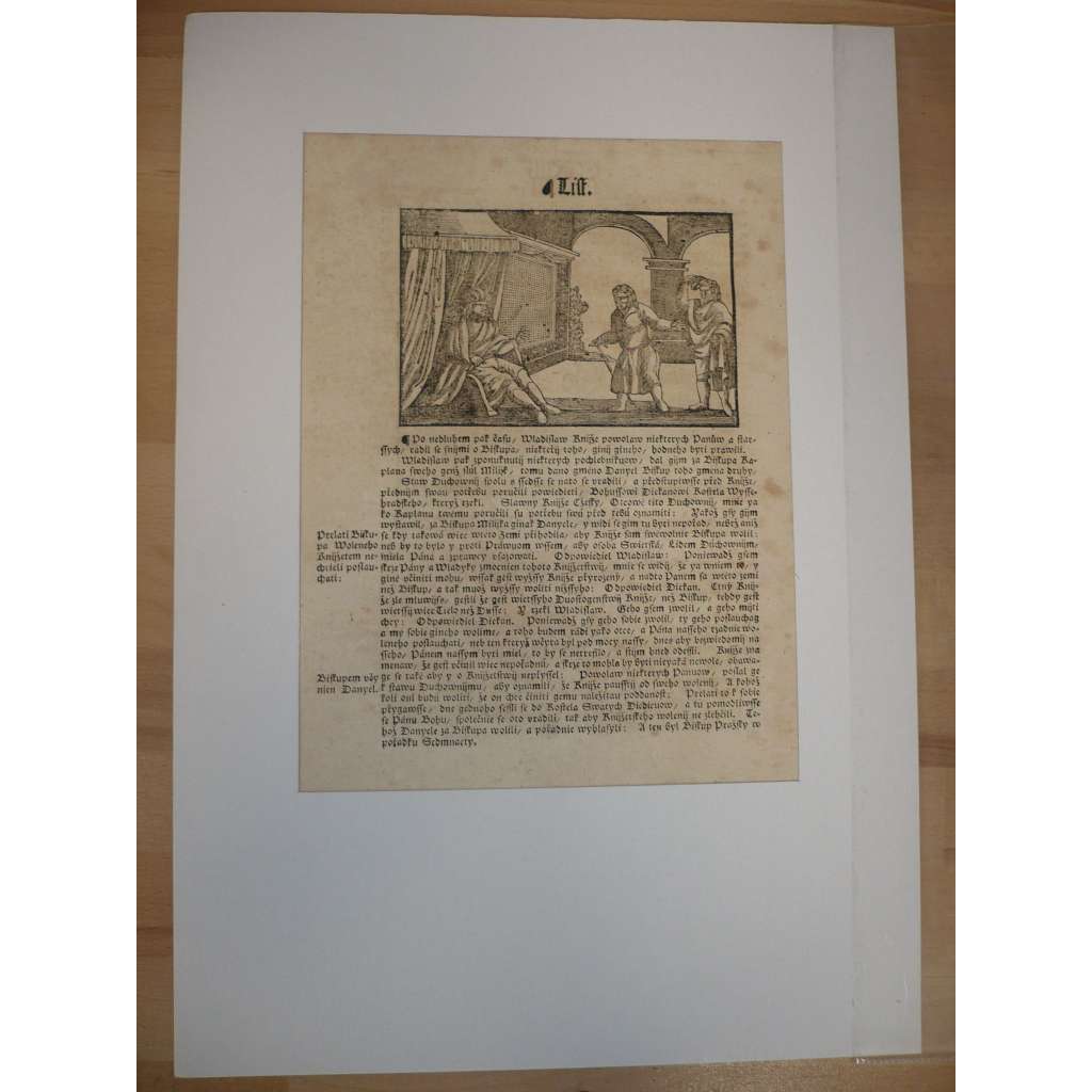 Václav Hájek z Libočan -Kronika česká, faksimile z r. 1819, list č. 213 [dřevořez, jeden list, stará grafika]