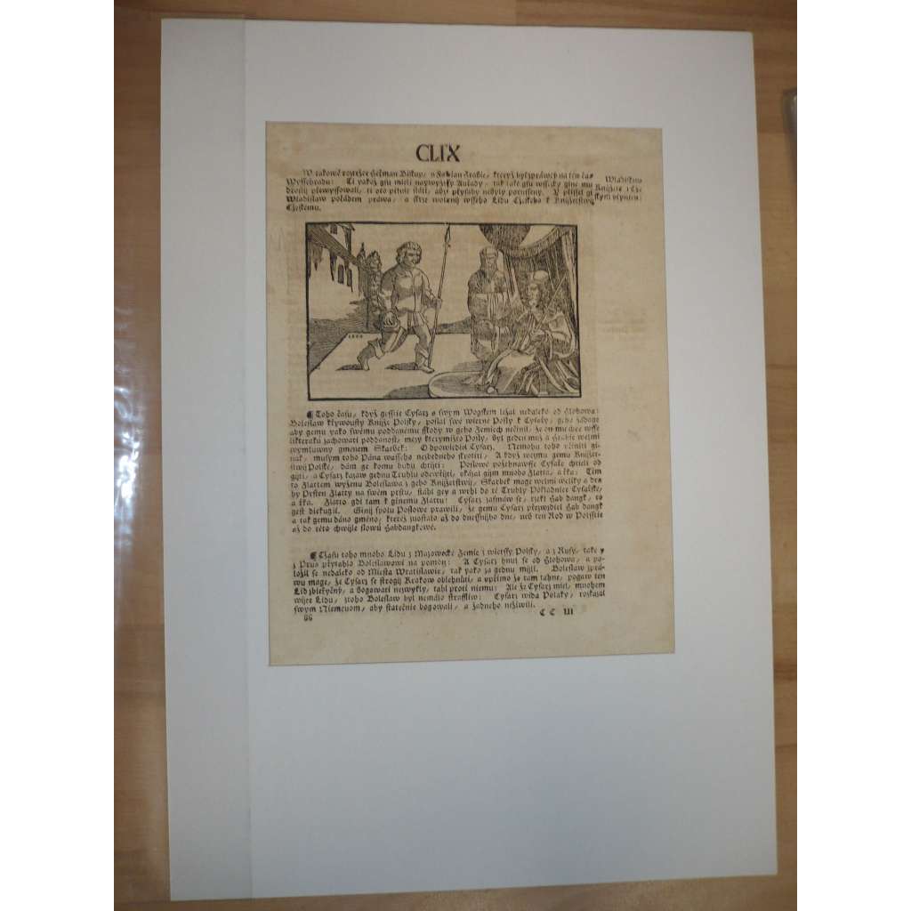 Václav Hájek z Libočan -Kronika česká, faksimile z r. 1819, list č. 159 [dřevořez, jeden list, stará grafika]