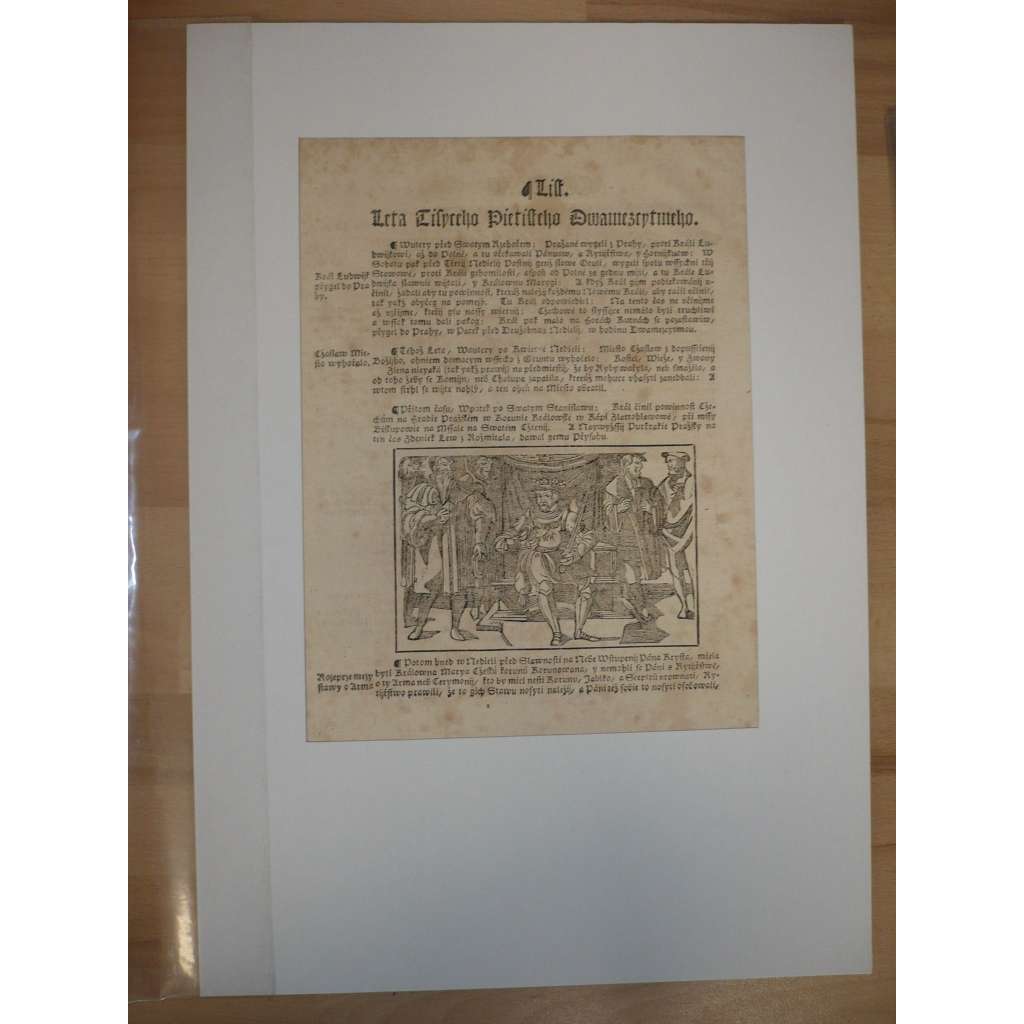 Václav Hájek z Libočan -Kronika česká, faksimile z r. 1819, list č. 471 [dřevořez, jeden list, stará grafika]