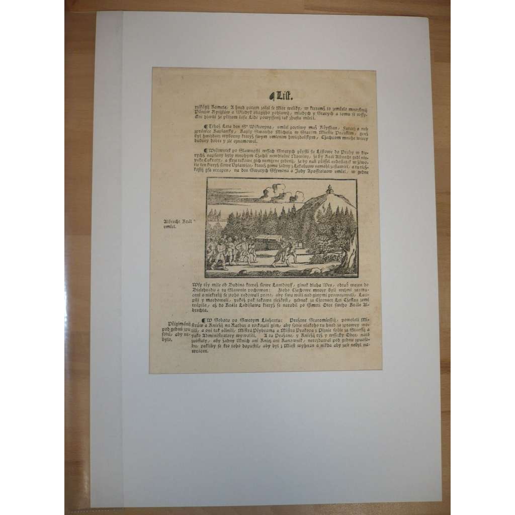 Václav Hájek z Libočan -Kronika česká, faksimile z r. 1819, list č. 413 [dřevořez, jeden list, stará grafika]