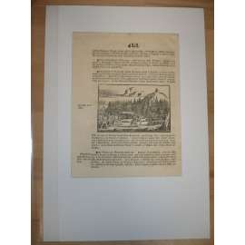 Václav Hájek z Libočan -Kronika česká, faksimile z r. 1819, list č. 413 [dřevořez, jeden list, stará grafika]