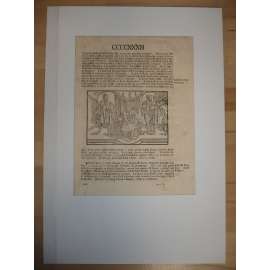 Václav Hájek z Libočan -Kronika česká, faksimile z r. 1819, list č. 433 [dřevořez, jeden list, stará grafika]