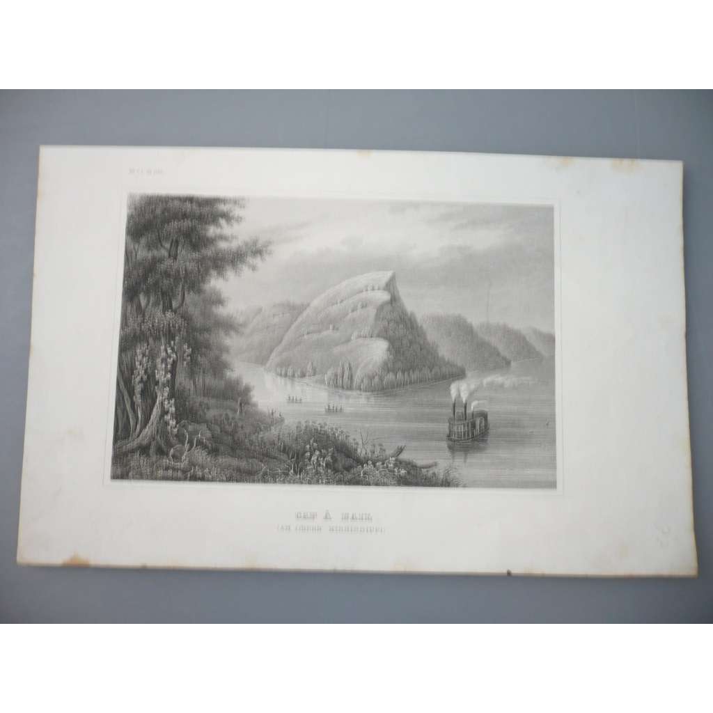 Na řece Mississippi, USA - oceloryt cca 1850, grafika, nesignováno