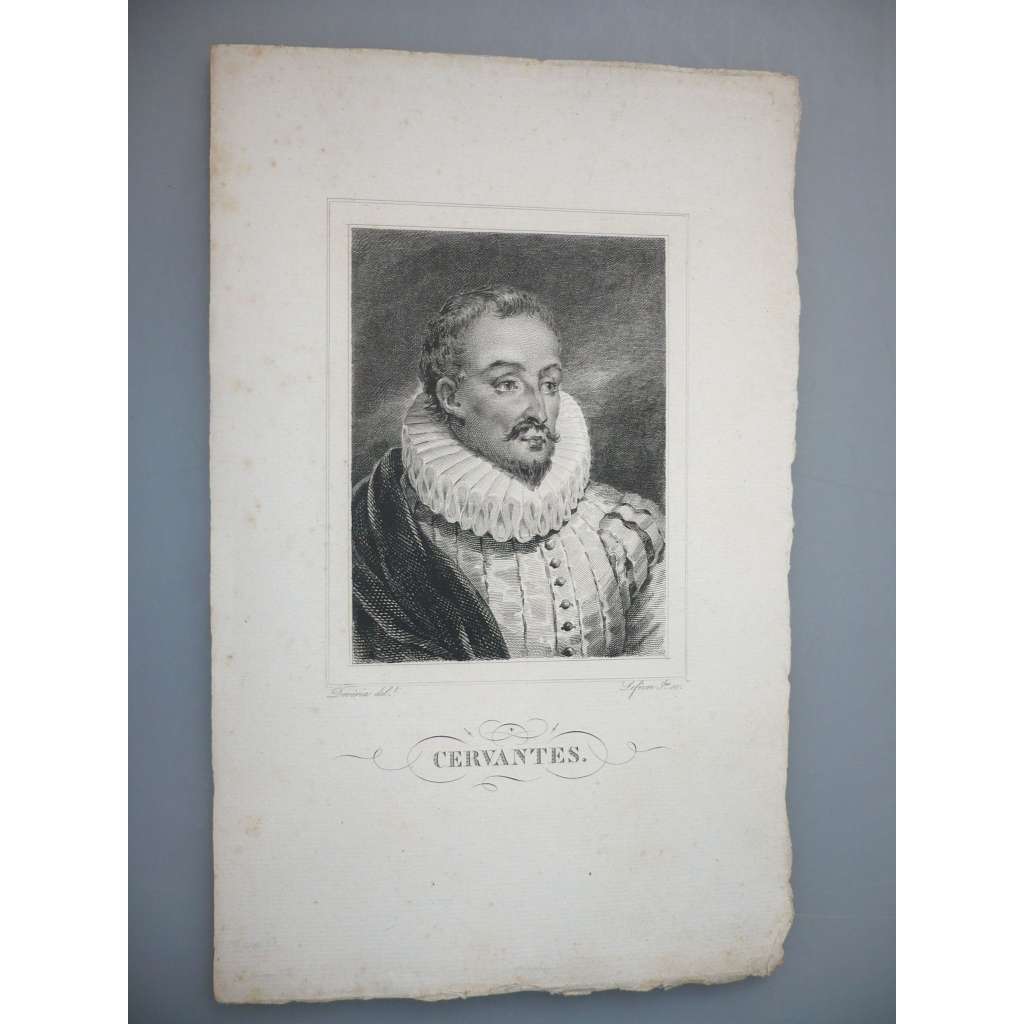 Miguel de Cervantes y Saavedra, španělský spisovatel - oceloryt cca 1850, grafika, nesignováno