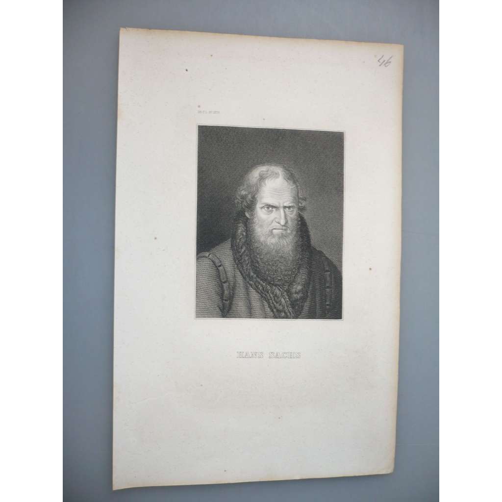 Hans Sachs - německý básník a dramatik - oceloryt cca 1850, grafika, nesignováno