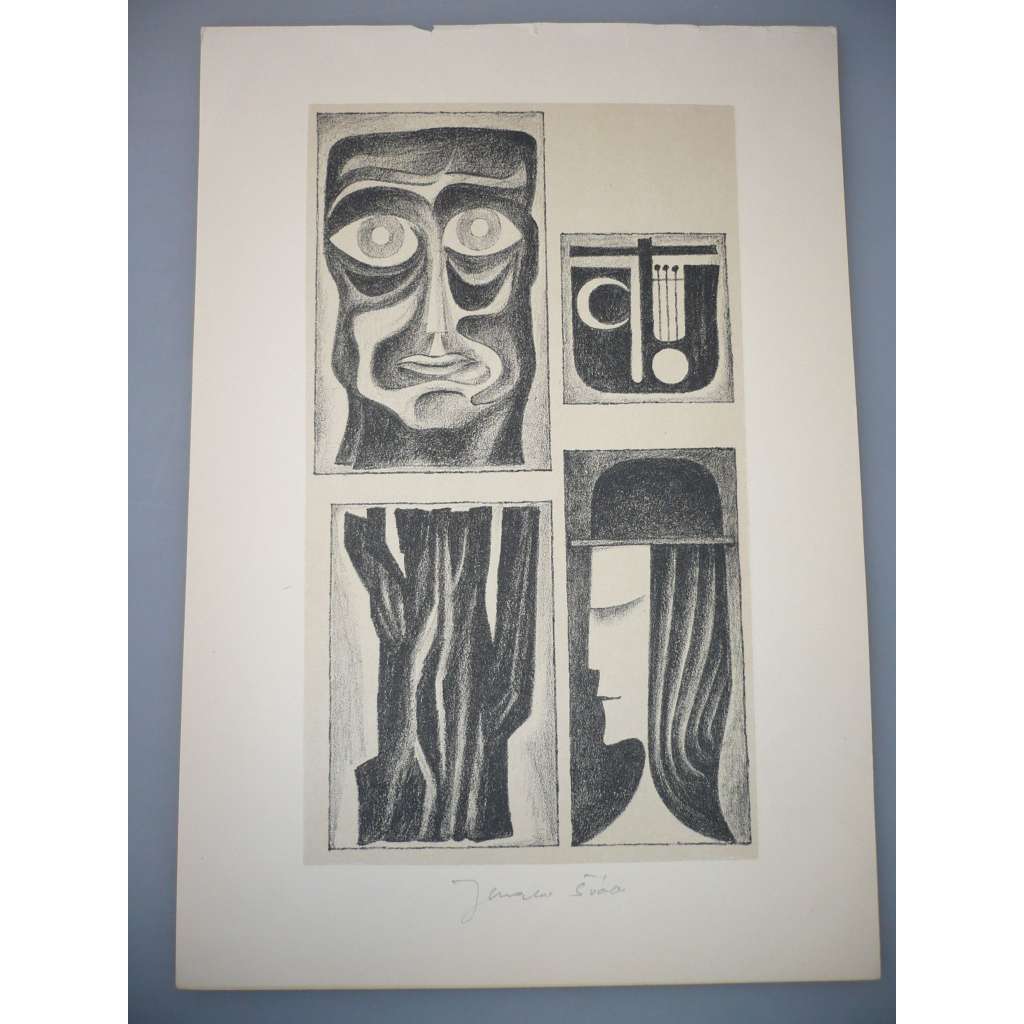 Jaroslav Šváb (1906 - 1999) - Tváře - litografie, grafika, signováno