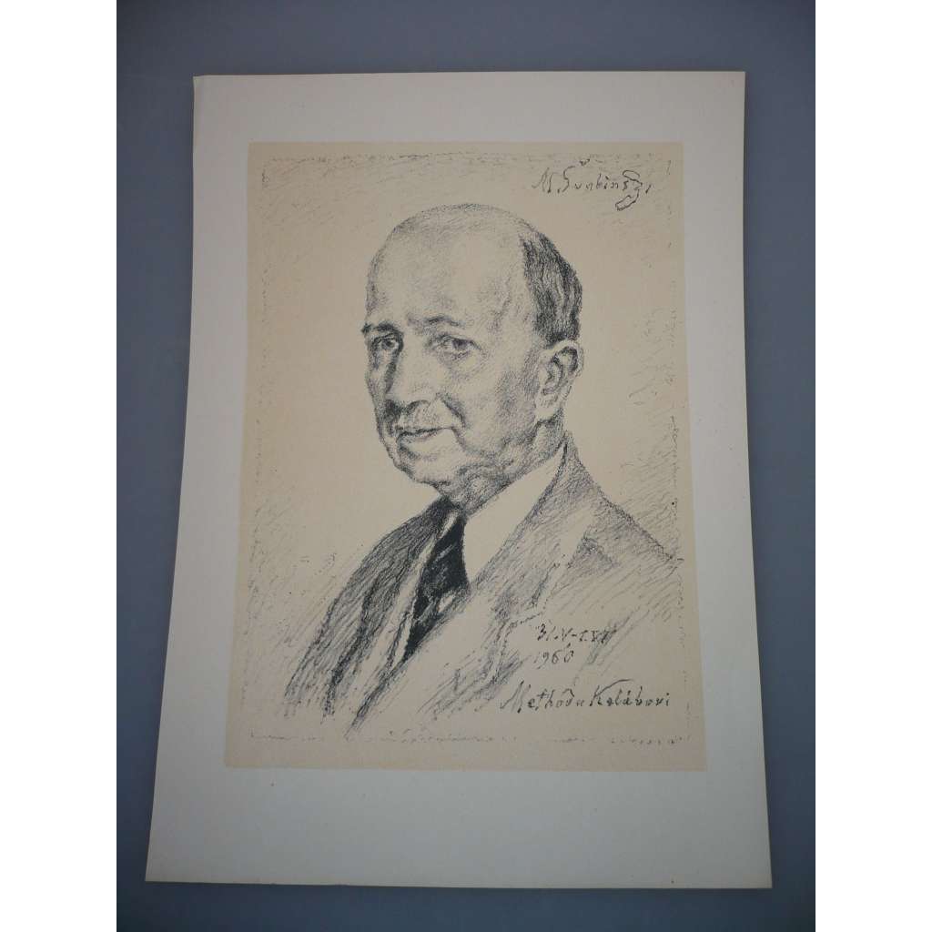 Max Švabinský (1873 - 1962) - Portrét Method Kaláb - litografie 1960, grafika, nesignováno