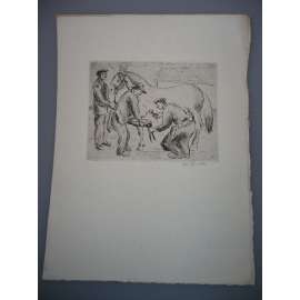 Lev Šimák (1896 - 1989) - U kováře - lept, grafika, signováno