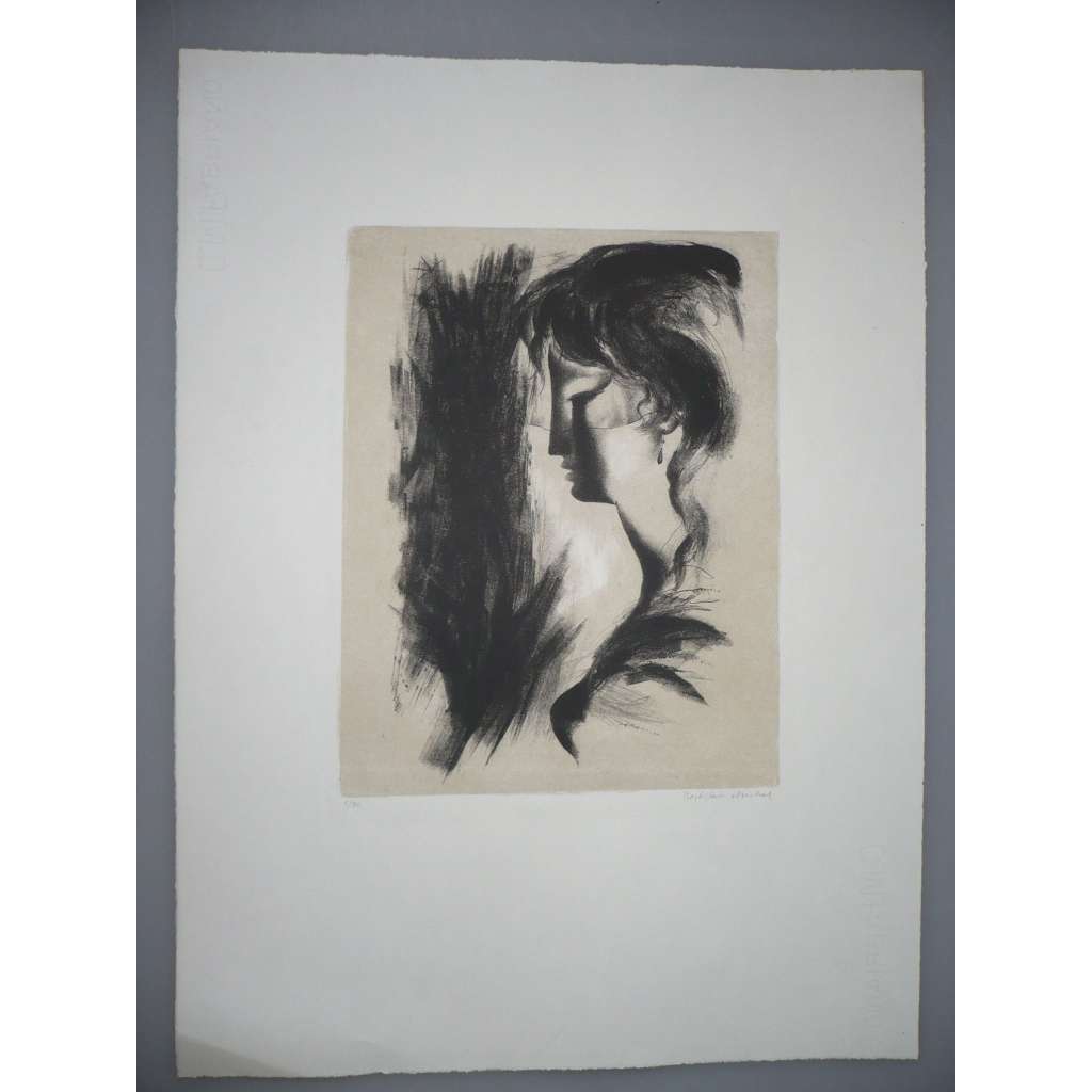 Rastislav Michal (1936) - Dívka se závojem - litografie, grafika, signováno