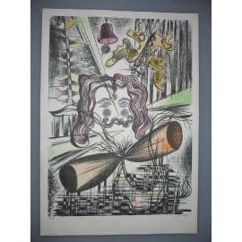 Vladimír Jandejsek (1923 - ?) - Muž s knírem - litografie 1971, grafika, signováno