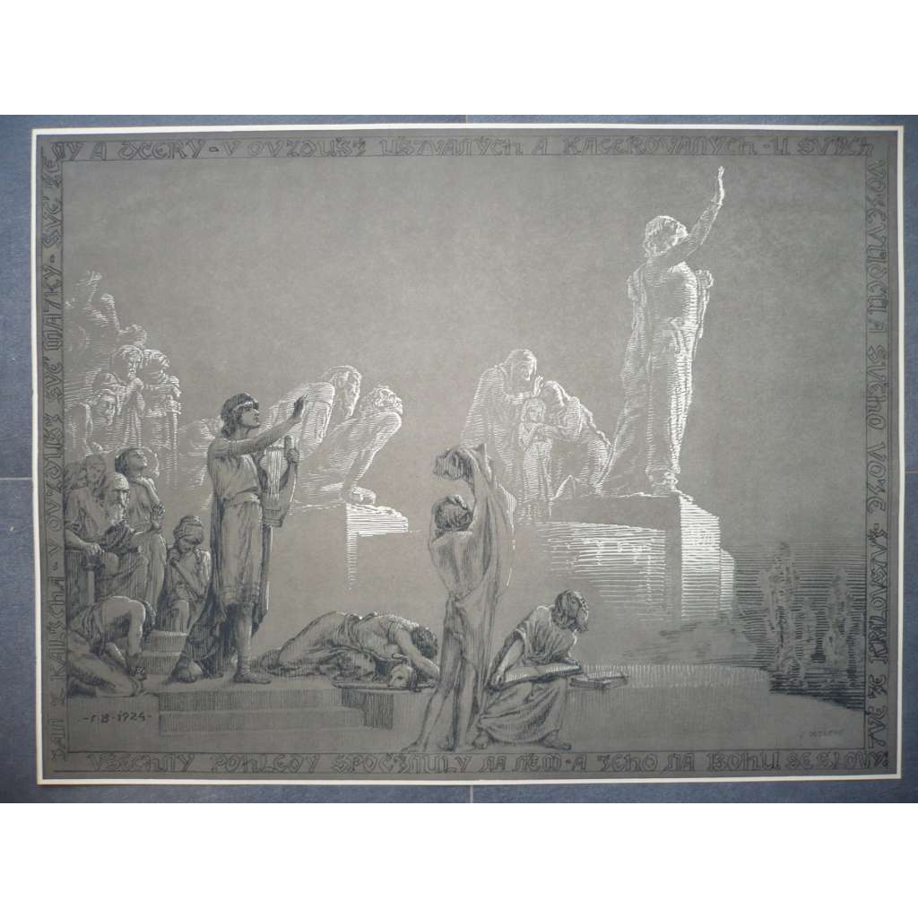 František Bílek (1872 - 1941) - Návrh pomníku pod Bílou horou - heliogravura 1924, grafika, signováno