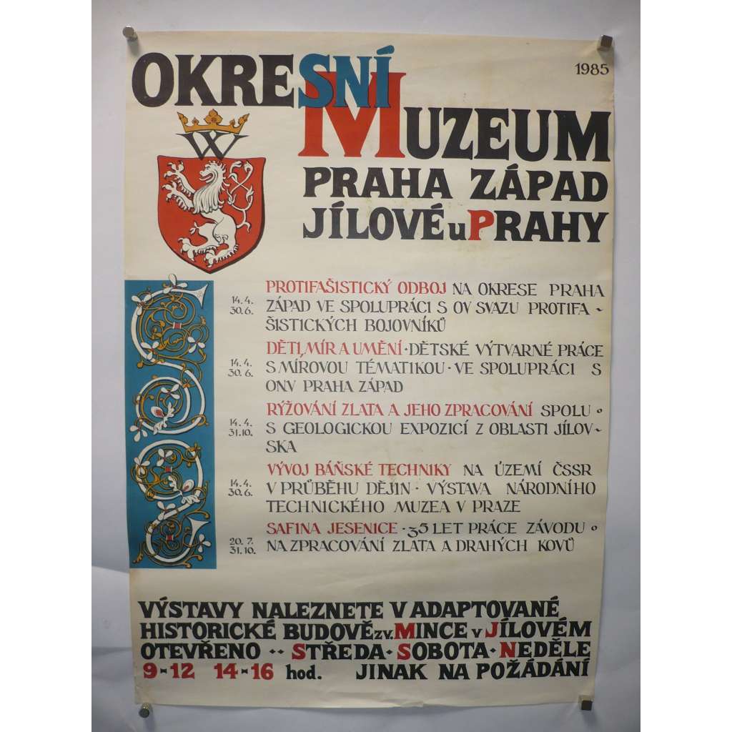 Okresní muzeum Praha západ, Jílové u Prahy 1985, výstava - plakát