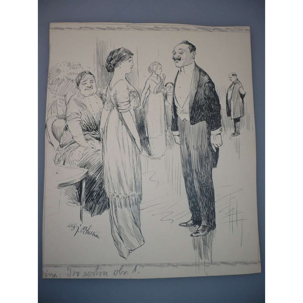 Oldřich Cihelka (1889 - 1958) - Vaše přání, madam - kresba 1914, grafika, signováno