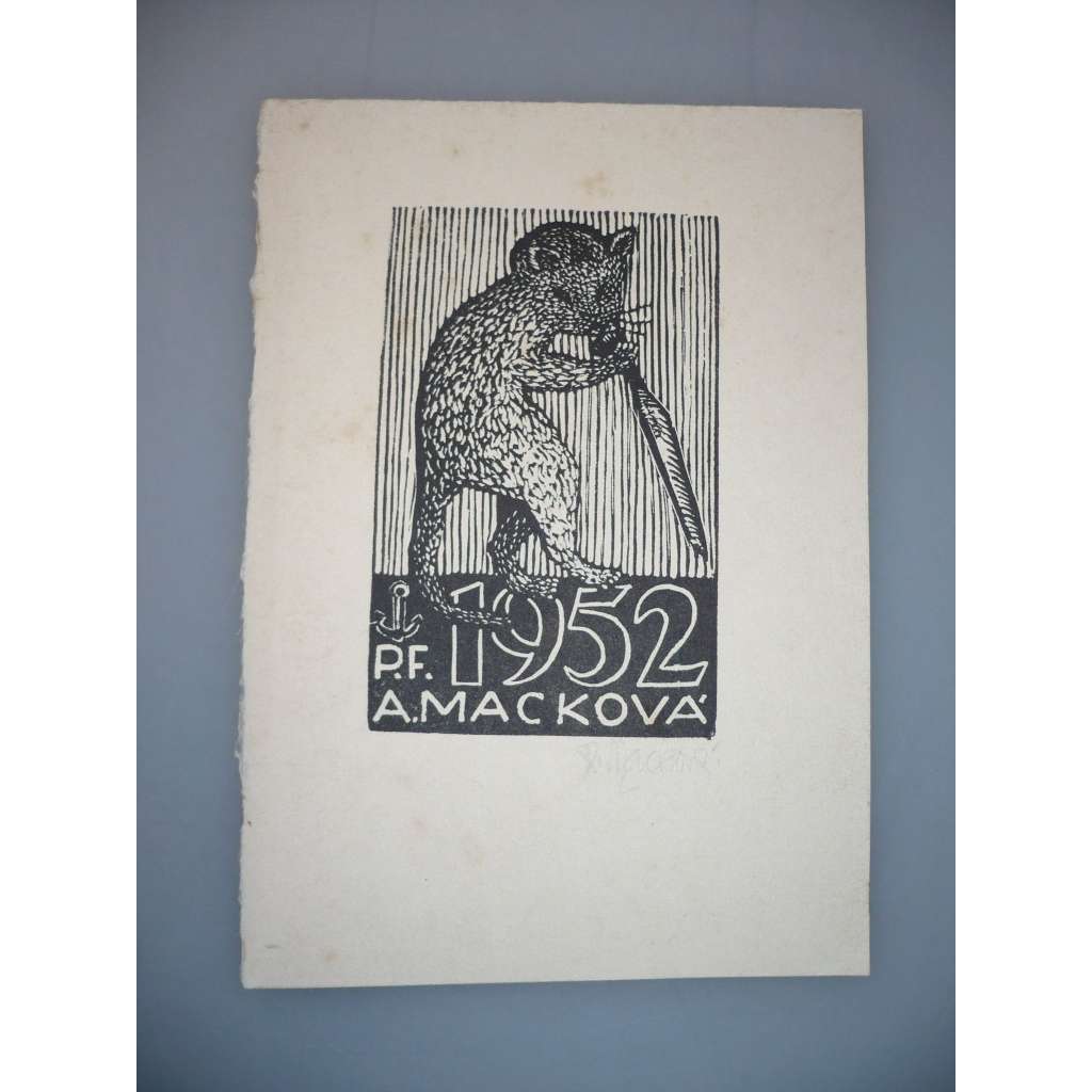 Anna Macková (1887 - 1969) - Novoročenka PF 1952 - dřevoryt, grafika, signováno