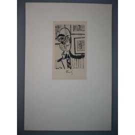 František Tichý (1896 - 1961) - S lupou - suchá jehla, grafika, signováno
