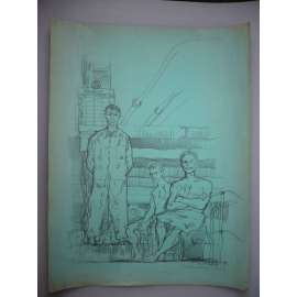 Paul Hogarth (1917 - 2001) - Hodonín - dělníci po šichtě - litografie 1953, grafika, signováno