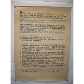 Socialistický závazek na počest 50. výročí založení KSČ, socialismus - plakát