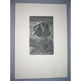 František Bílek (1872 - 1941) - Z pomníku bratra Jana - dřevoryt, grafika, signováno