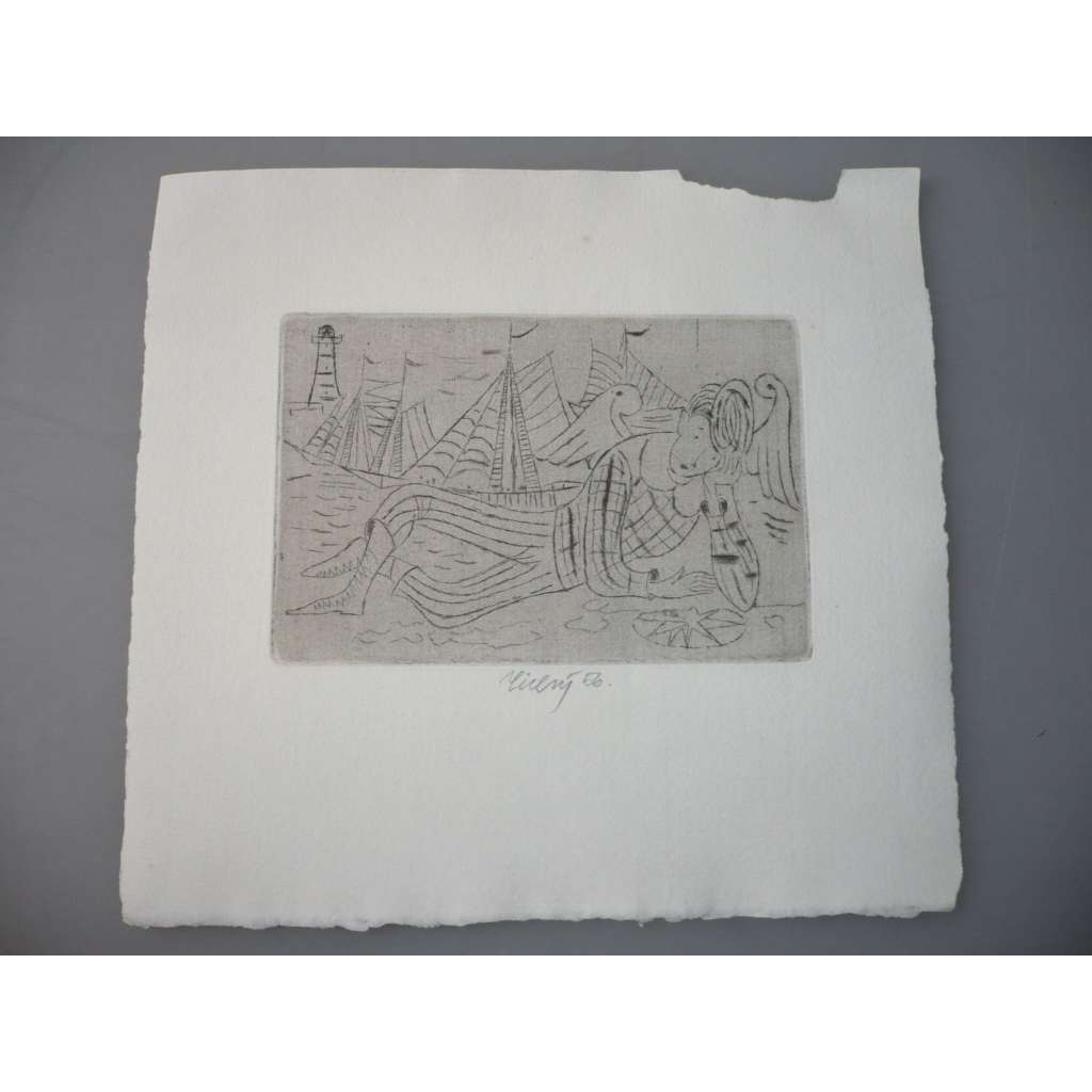 František Tichý (1896 - 1961) - Námořník - suchá jehla 1956, grafika, signováno