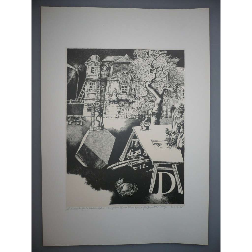 Lumír Čmerda (1930 - 2021) - Galerie D - Z edice Praha A - litografie 1988, grafika, signováno