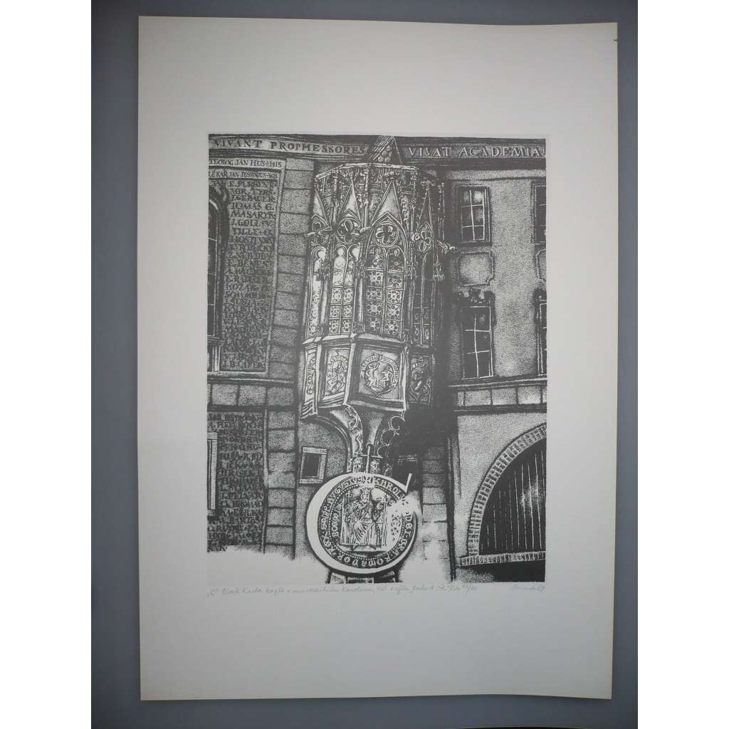 Lumír Čmerda (1930 - 2021) - Karolinum - Z edice Praha A - litografie 1988, grafika, signováno