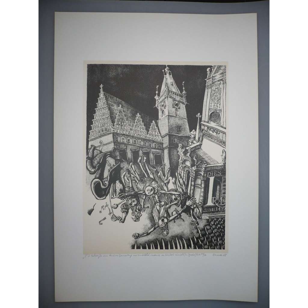 Lumír Čmerda (1930 - 2021) - Novoměstská radnice - Z edice Praha A - litografie 1988, grafika, signováno