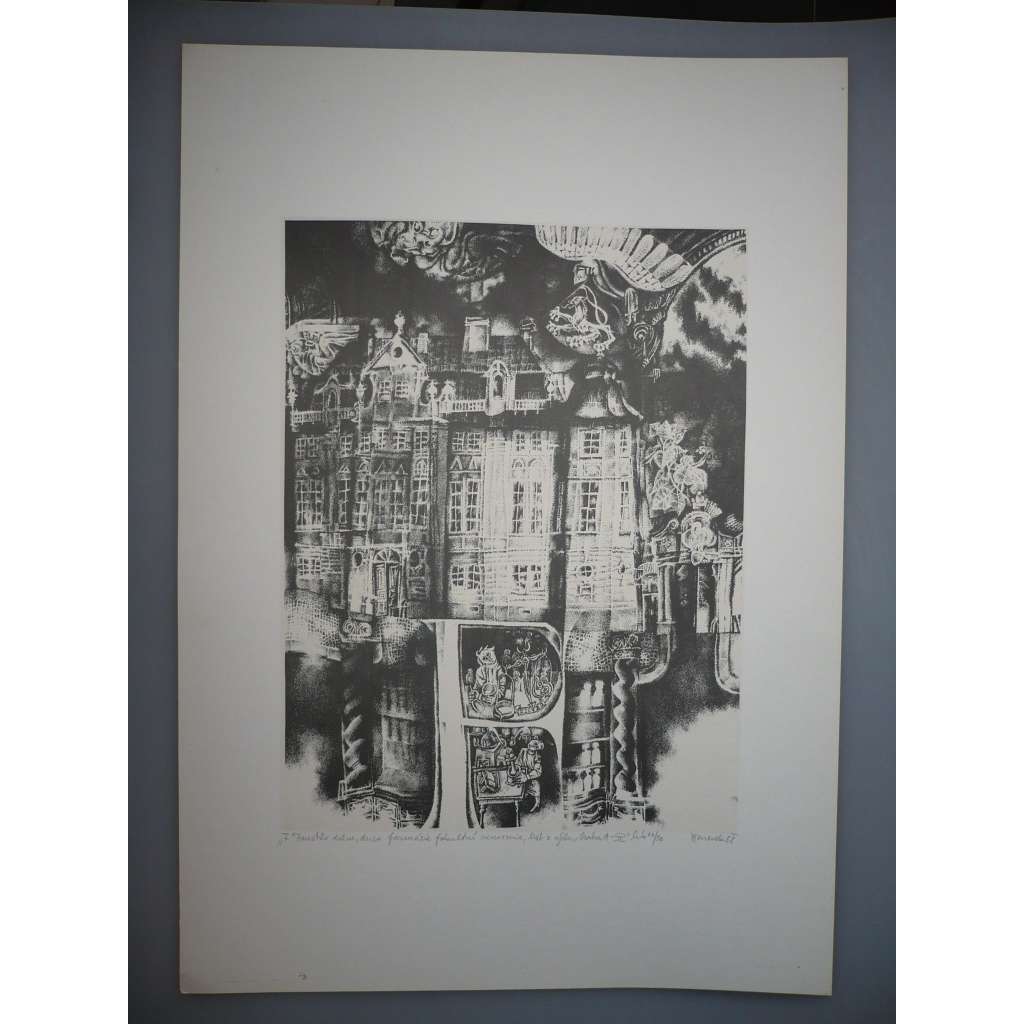Lumír Čmerda (1930 - 2021) - Faustův dům - Z edice Praha A - litografie 1988, grafika, signováno